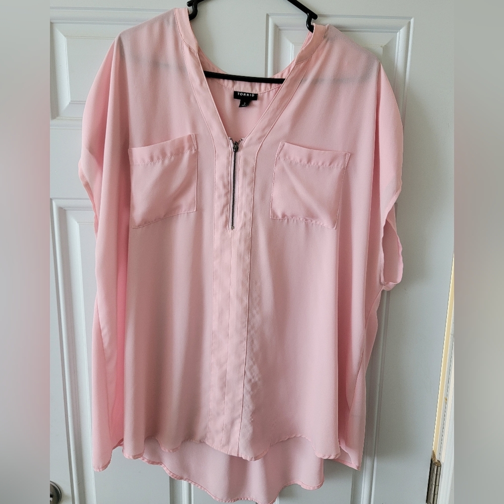 Torrid Pink Women's Top with Zipper Detail Size 2